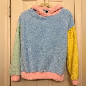 Teddy Color block hoodie Adult XS